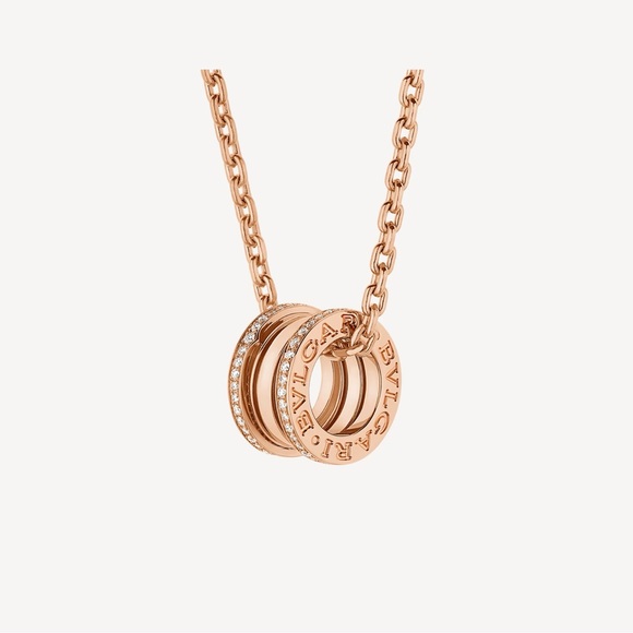 Bulgari Classic Signature B.ZERO1 Necklace Unisex Rosegold with Diamond - Picture 5 of 9